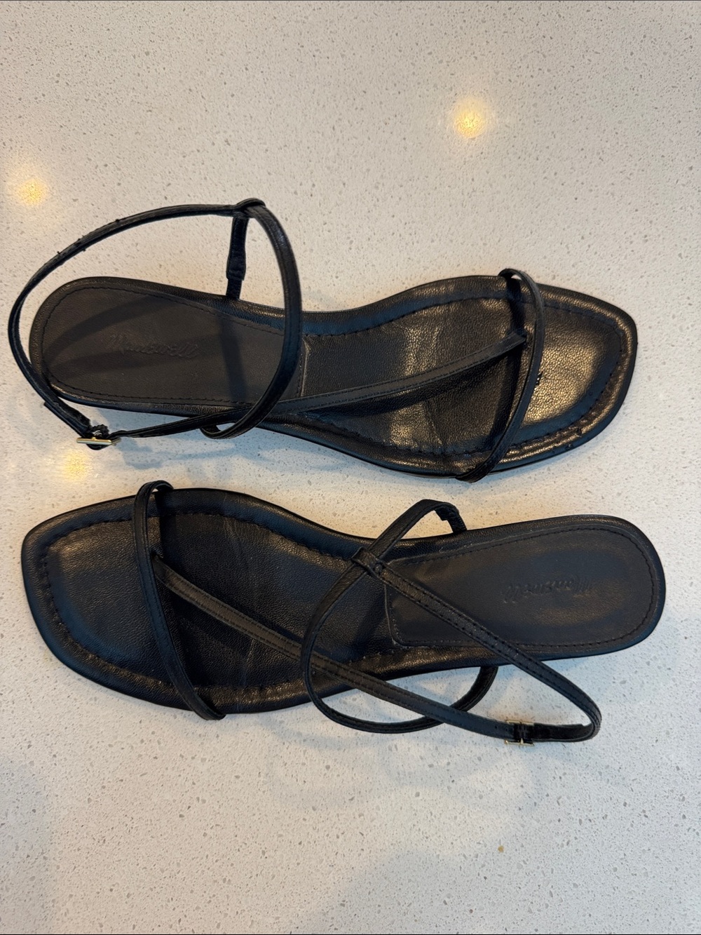 Madewell Black Leather Strappy Sandals